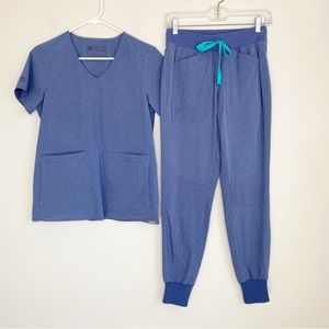 Figs Scrub Set Top and Joggers Environmentally Awesome Collection Blue Size XS